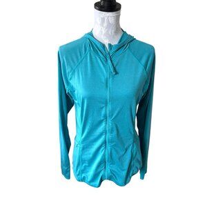 Title Nine Womens Blue Green Sunbuster 2.0 Full Zip Hoodie Sun Shirt Medium